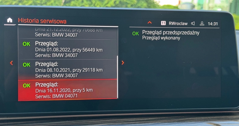BMW Seria 5 cena 188999 przebieg: 119000, rok produkcji 2020 z Tarnobrzeg małe 781
